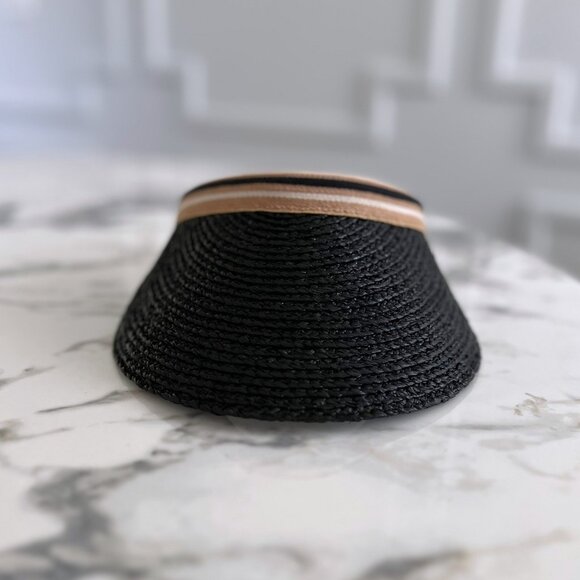 NWT - Helen Kaminski Bianca Visor - Charcoal w/ Black Stirpe👒 - Picture 3 of 8